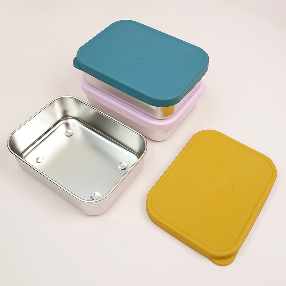 Manufacturer Custom Free Bpa Feed Grade Silicone Material New Arrival Lunch Box 304 Stainless Steel Tiffin Bento Lunch Box