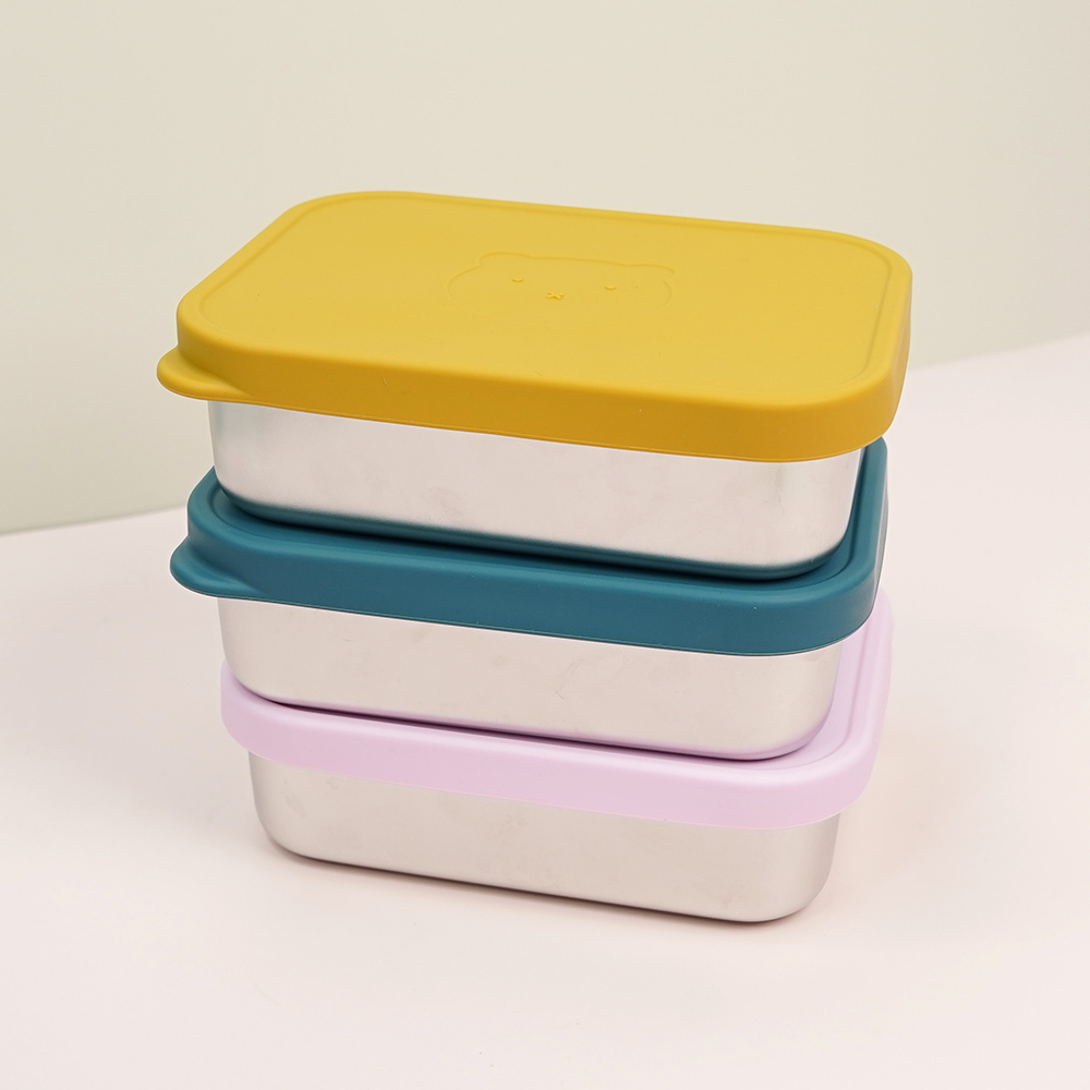 Manufacturer Custom Free Bpa Feed Grade Silicone Material New Arrival Lunch Box 304 Stainless Steel Tiffin Bento Lunch Box