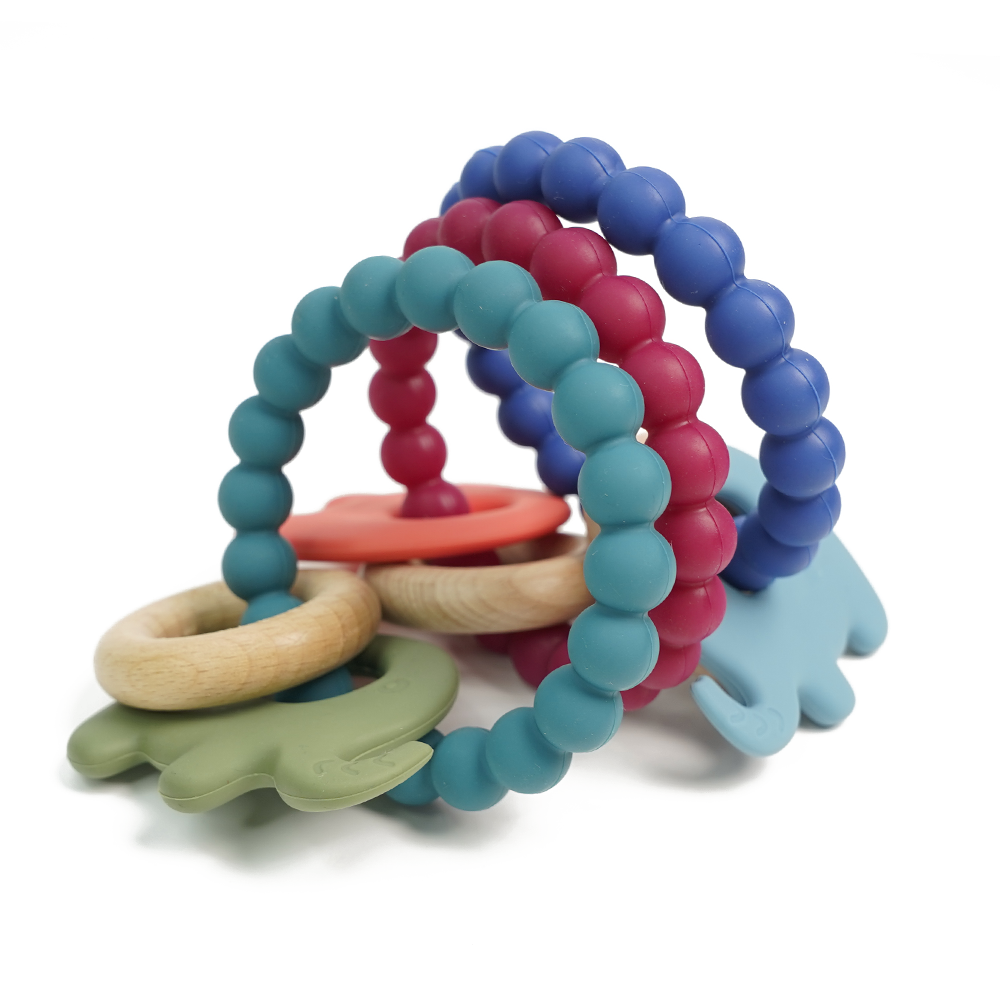 New OEM Baby Teether Ring Silicone Ring Teether Silicone Molar Chew Toy Baby Wooden Teether Ring