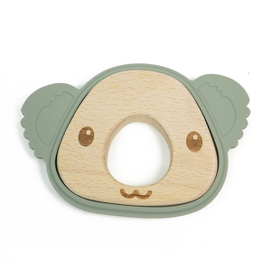 Toddlers Food Grade Silicone Wood Ring Koala Crab Shape Silicone Teether Chewing Toys For Baby Teething Ring Soothing Teeth Pain