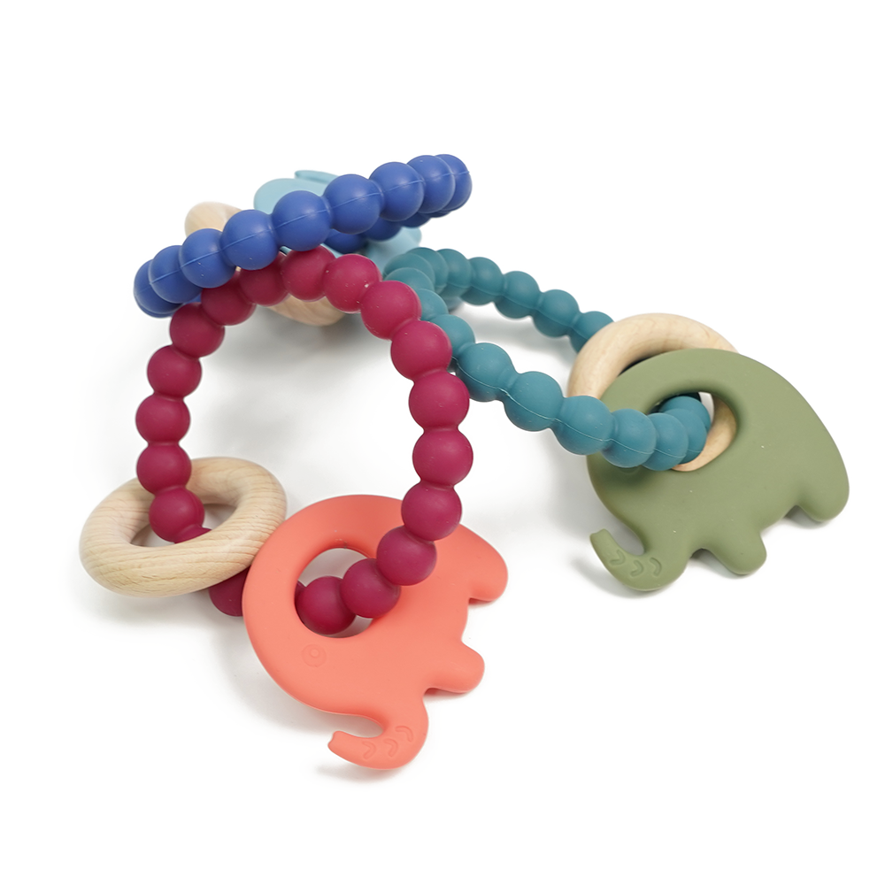 New OEM Baby Teether Ring Silicone Ring Teether Silicone Molar Chew Toy Baby Wooden Teether Ring