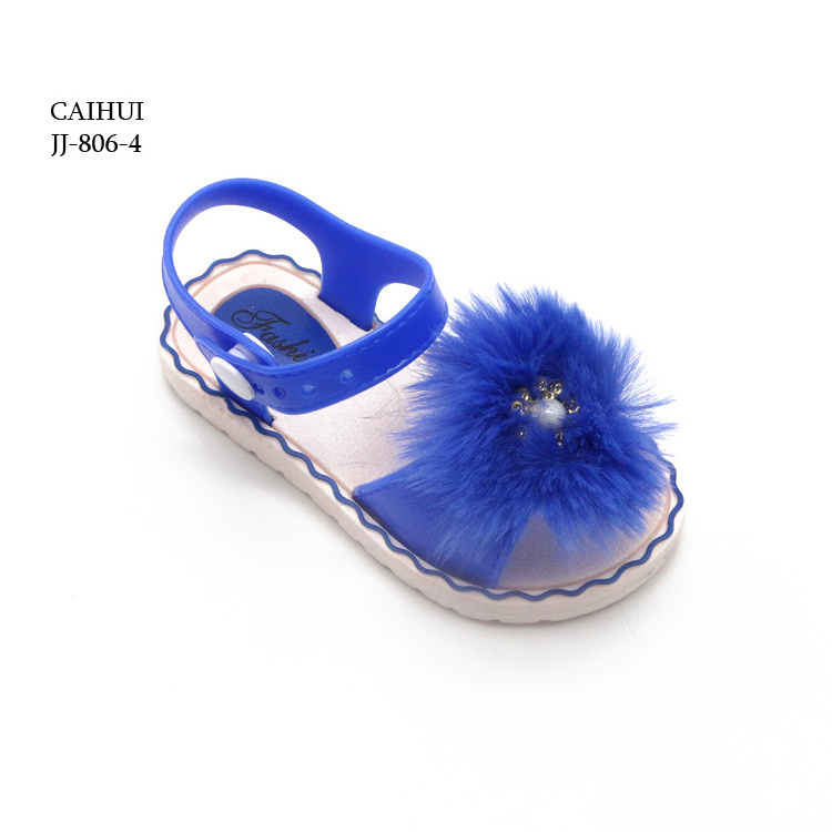 Factory Children Cheap PVC Crystal Sandals Kids Summer fur Sandals Flower jelly shoes