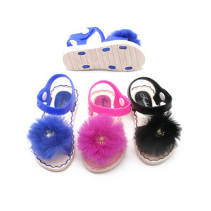 Factory Children Cheap PVC Crystal Sandals Kids Summer fur Sandals Flower jelly shoes