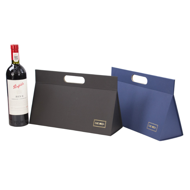 Wine Shipping Boxes Portable Gift Box Magnetic Folding Packaging Paper Box for Whiskey Wine Bottle