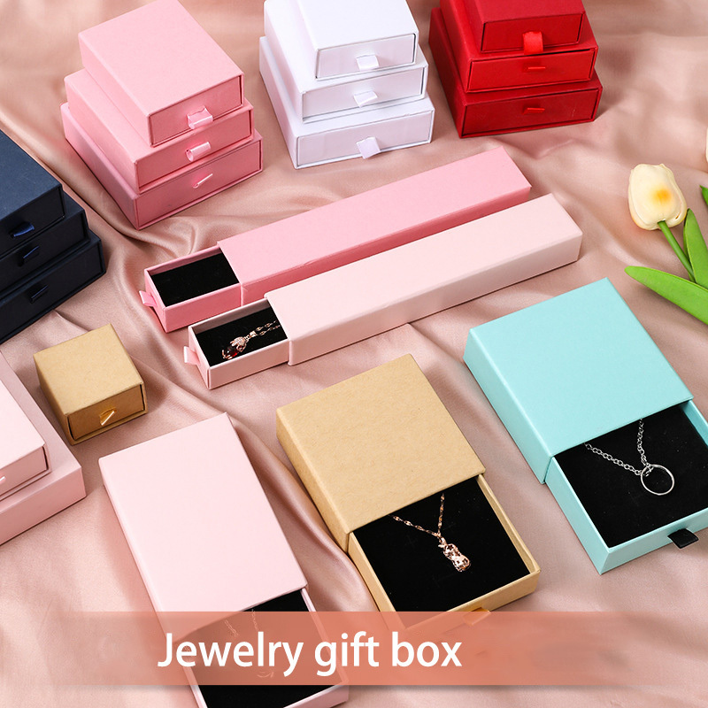 Custom Logo Cardboard Drawer Jewelry Packaging Box Gift Boxes Necklace Earring Bracelet Ring Jewelry Box