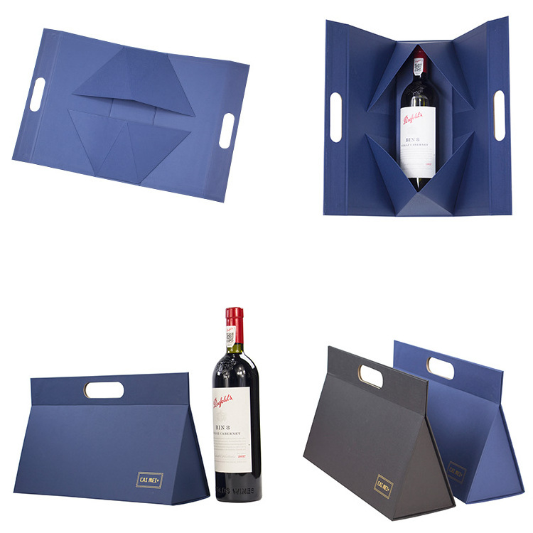 Wine Shipping Boxes Portable Gift Box Magnetic Folding Packaging Paper Box for Whiskey Wine Bottle