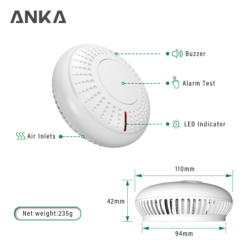 Independent Smoke Detector Smoke House Combination Fire Sensor Home Security System Smoke Alarm Fire Protection