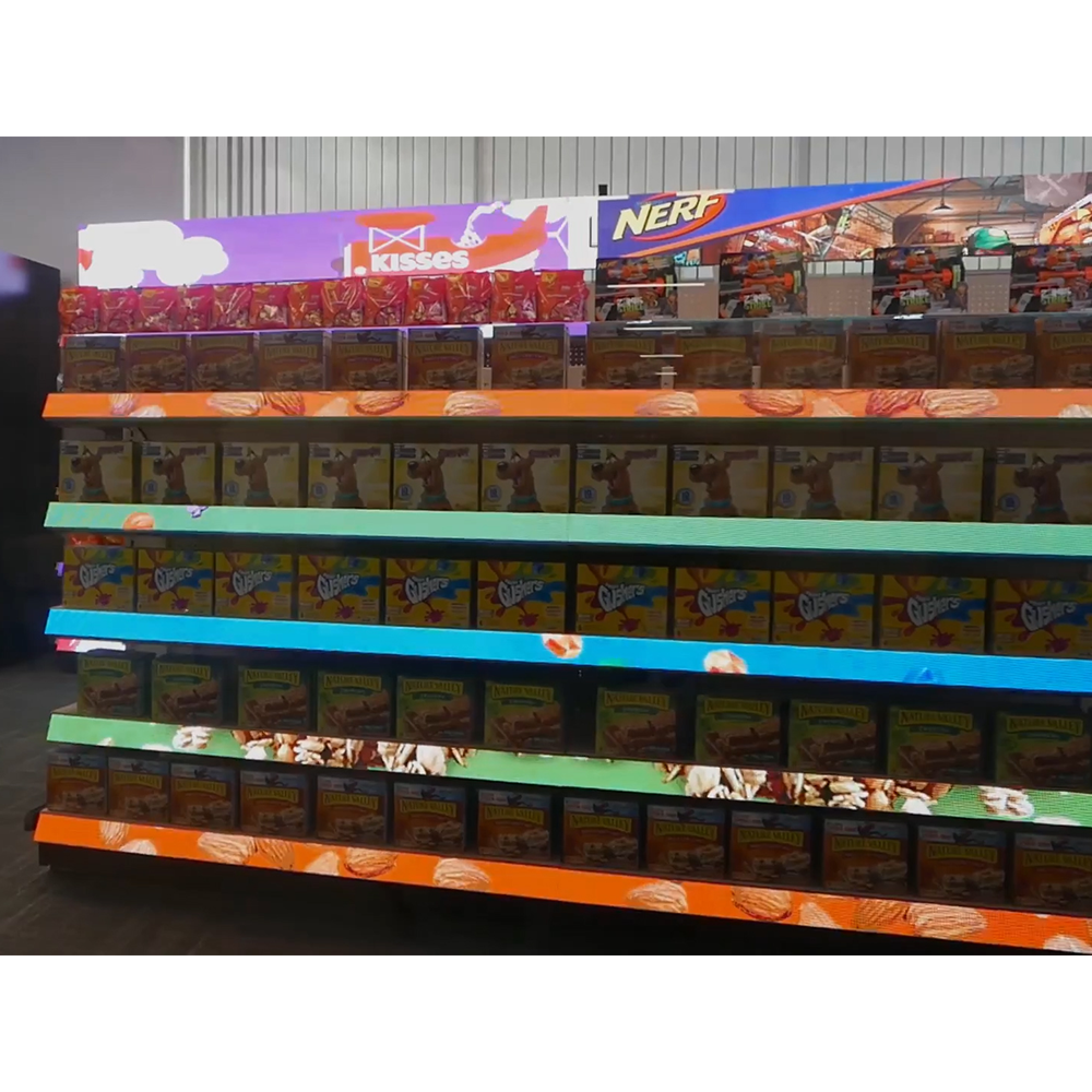 Canbest P1.8 300*60Mm Indoor Fixed Led Video Wall asy Installation Led Display Shelf For Supermarket Shelves Led Screen