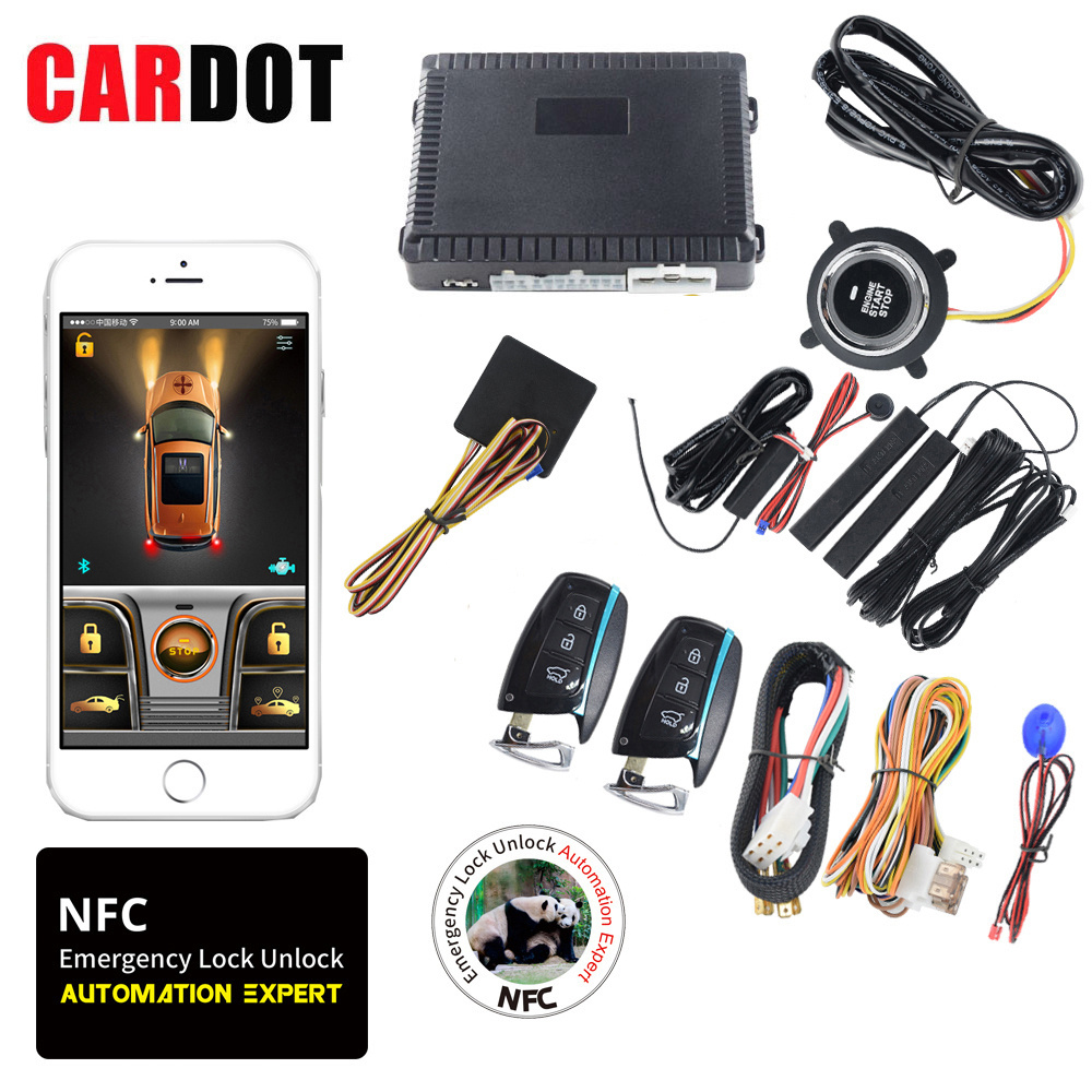 Drop Shipping KOL Multifunction NFC Keyless Entry Remote Starter Keyless Go Engine Start Stop Car Alarms System