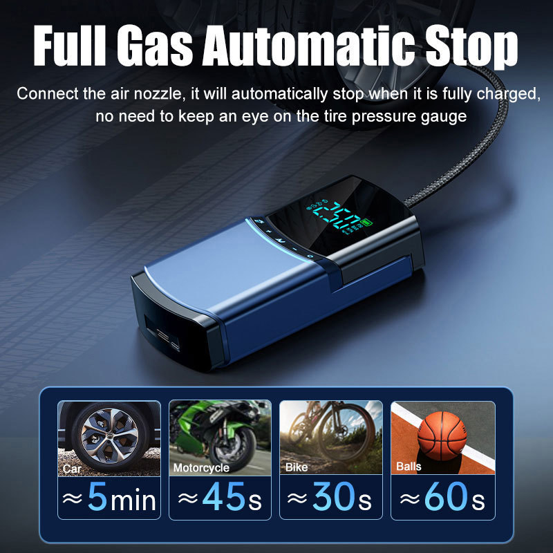 4 in 1 Car Jump Starter Air Pump 150PSI Air Compressor 10000mAh Peak Current 1000A Starter Device Digital Tire Inflat