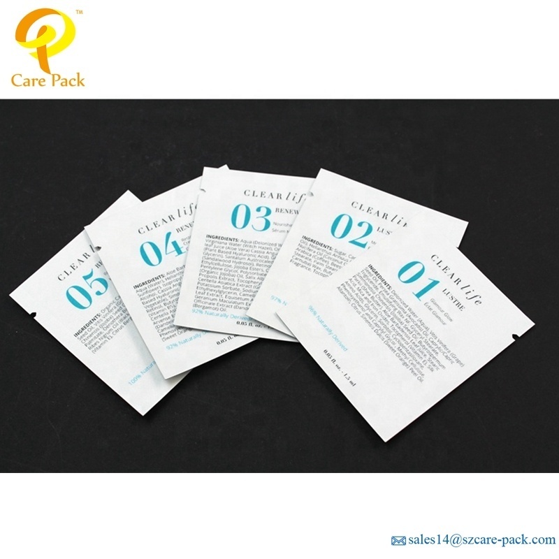 Small MOQ Digital Printed Custom Foil Tea Sachet Cosmetic Sample Packets