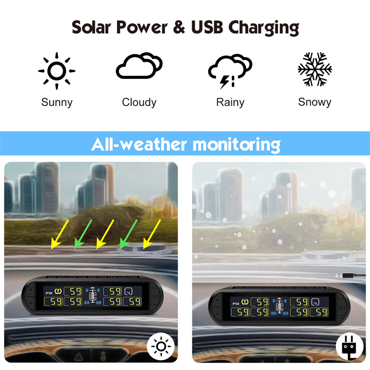 Universal 6 sensor digital tire air pressure monitoring gauges machines truck  rv trailer tpms sensors for Ford teslas BMW