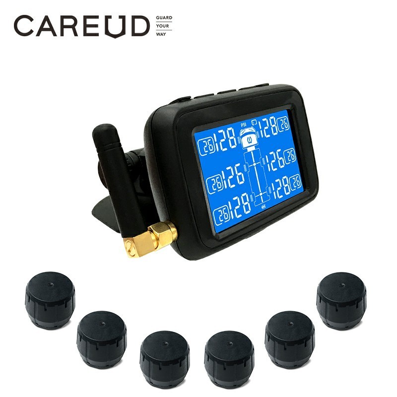 CAREUD Wireless TPMS Tire Pressure Monitoring System Temperature Monitor For RV Caravan Internal External Sensor