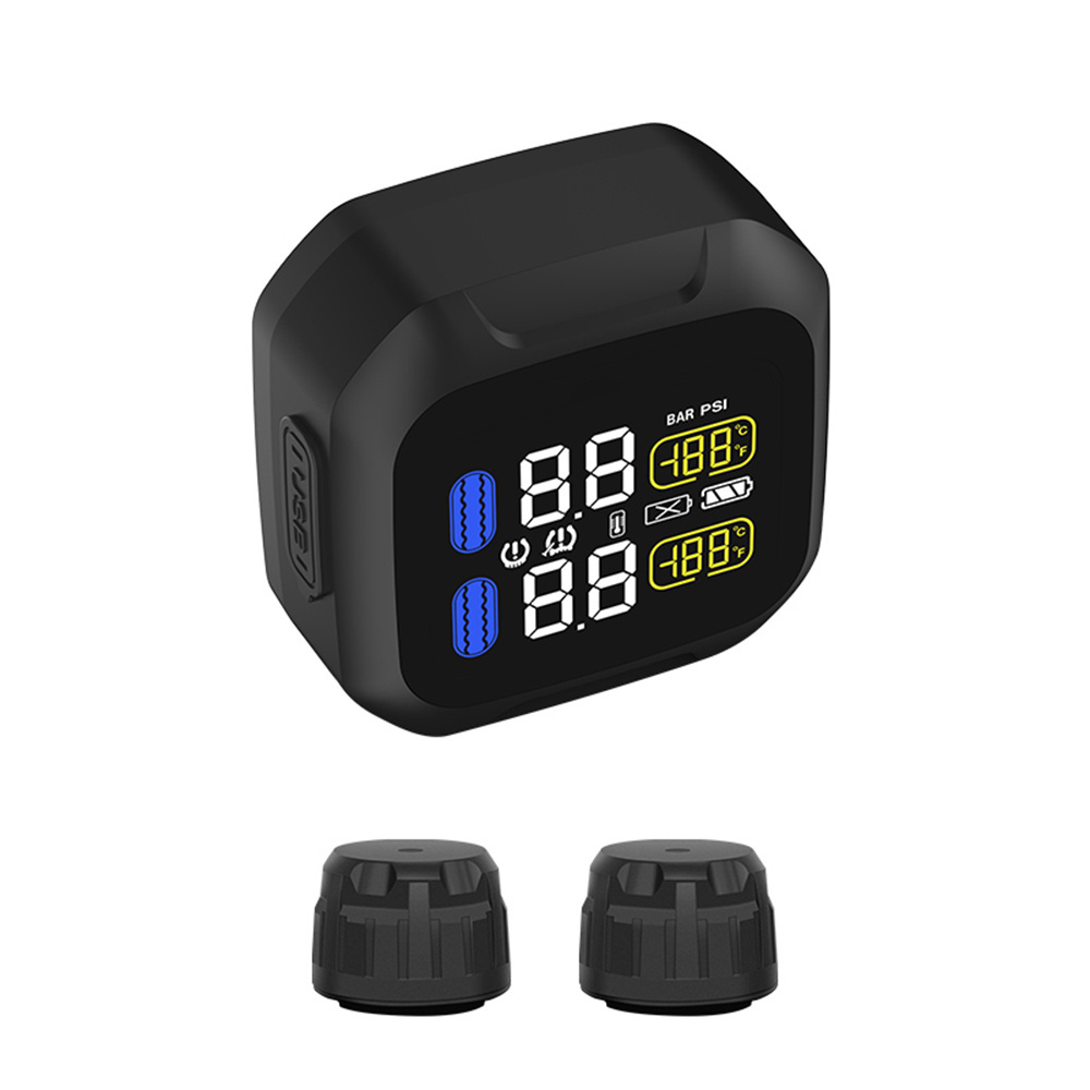 High-Precision Wireless TPMS Monitor Motorcycles LCD Digital Display Tire Pressure Monitor Alarm 5V Detector External 433.92MHz