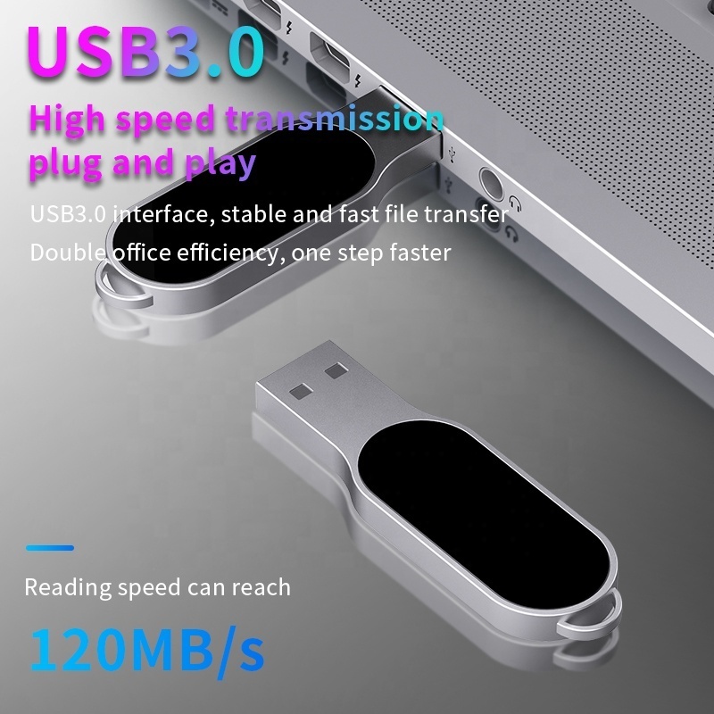 Elliptical metal luminous U disk custom LED zinc alloy USB memory mass storage business gift USB flash driver OEM/ODM Pen drive