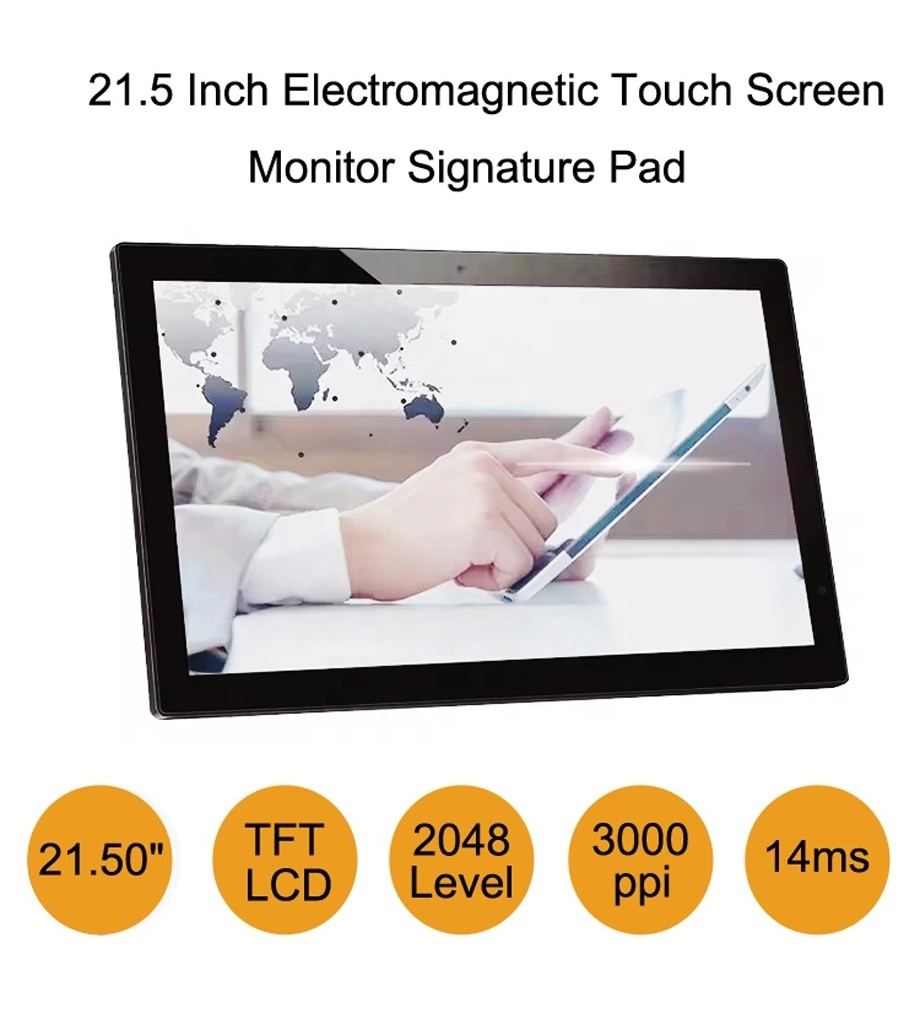 21.5 Inch TFT LCD display graphic signature tablet drawing pen monitor electromagnetic touch display with wireless free pen