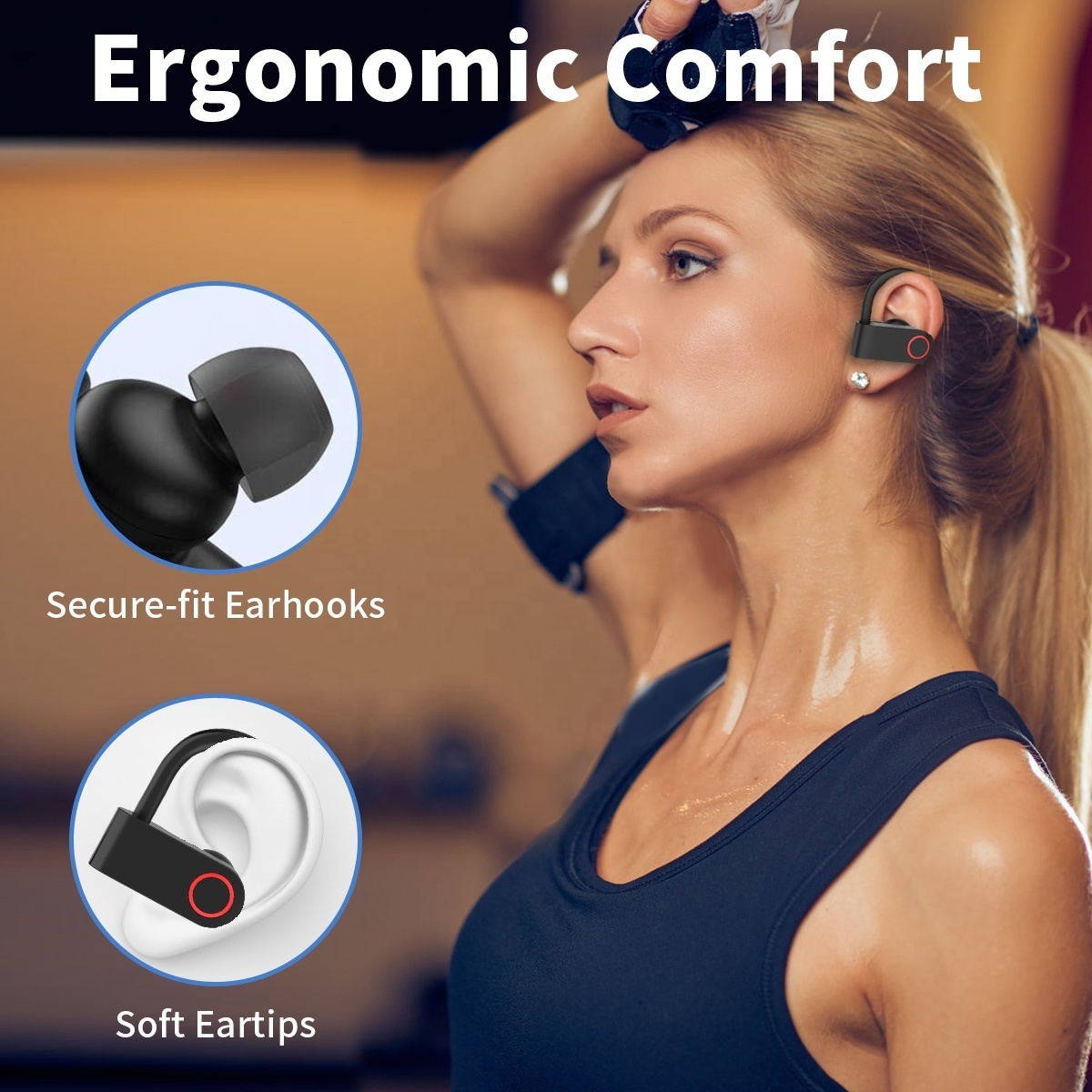 Handsfree Bluetooth Earphone Wireless Waterproof Sports Headphones Deep Bass Sound Tws Earbuds With Charge Case OEM/ODM