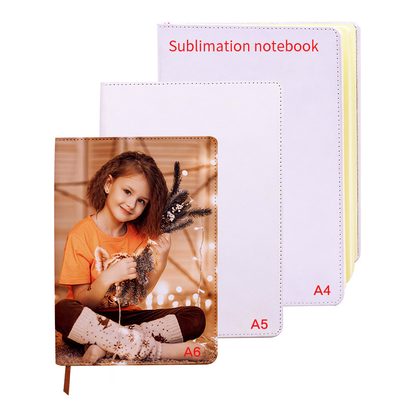 Custom Printing Hard Cover Journals A4 A5 A6 PU White School Notebooks Sublimation Blank Leather Journal Notebook