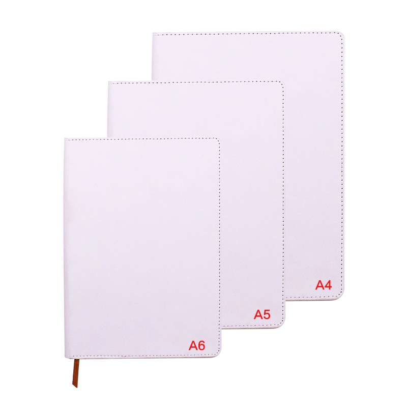 Custom Printing Hard Cover Journals A4 A5 A6 PU White School Notebooks Sublimation Blank Leather Journal Notebook