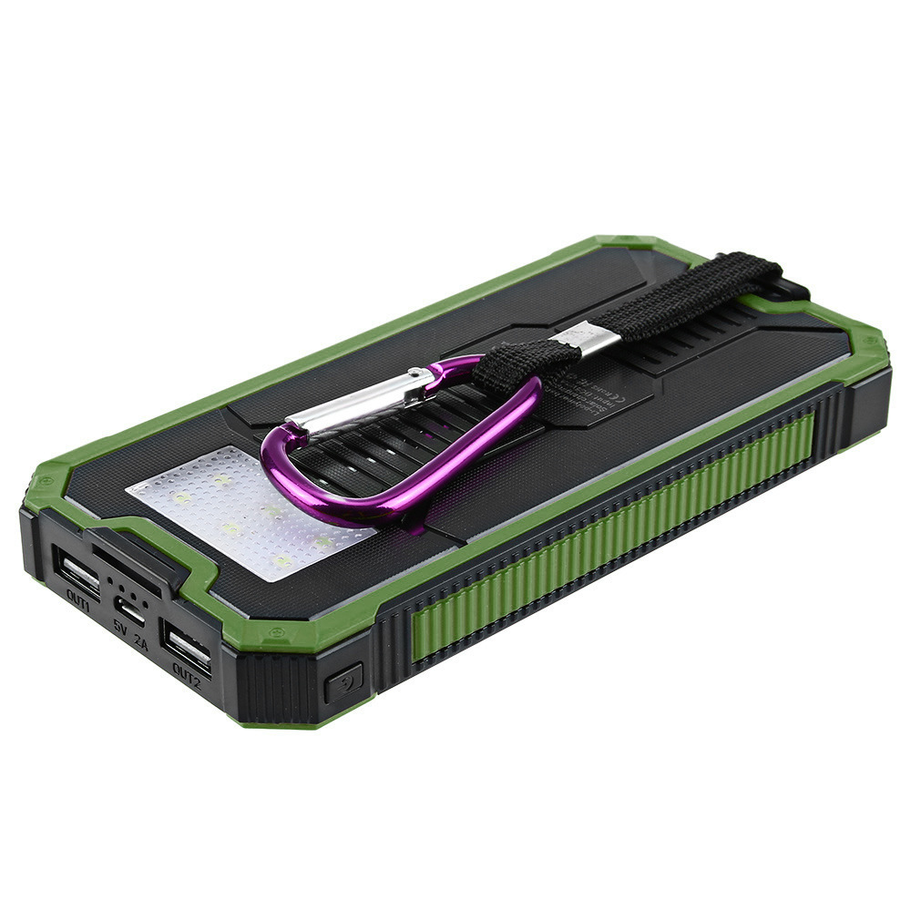 Solar Power Bank, Solar Charger 10000mAh Solar Panel Charging with Compass Dual Flashlight