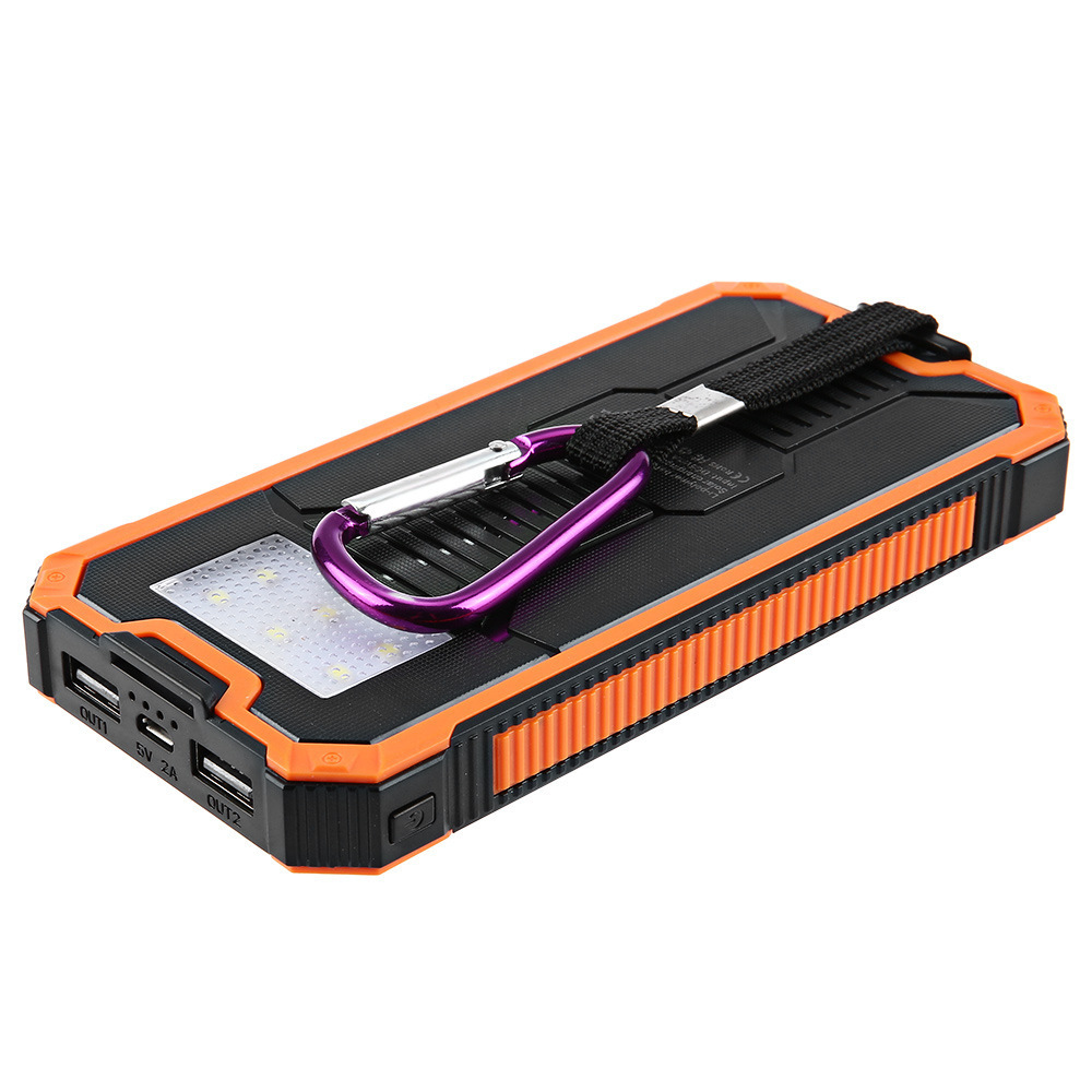 Solar Power Bank, Solar Charger 10000mAh Solar Panel Charging with Compass Dual Flashlight