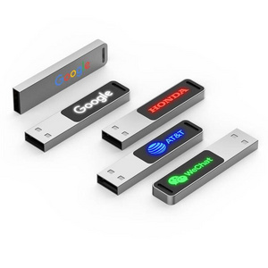 Popular Nice Metal USB Flash Drive with Led Logo Flat USB Memory Stick 3.0