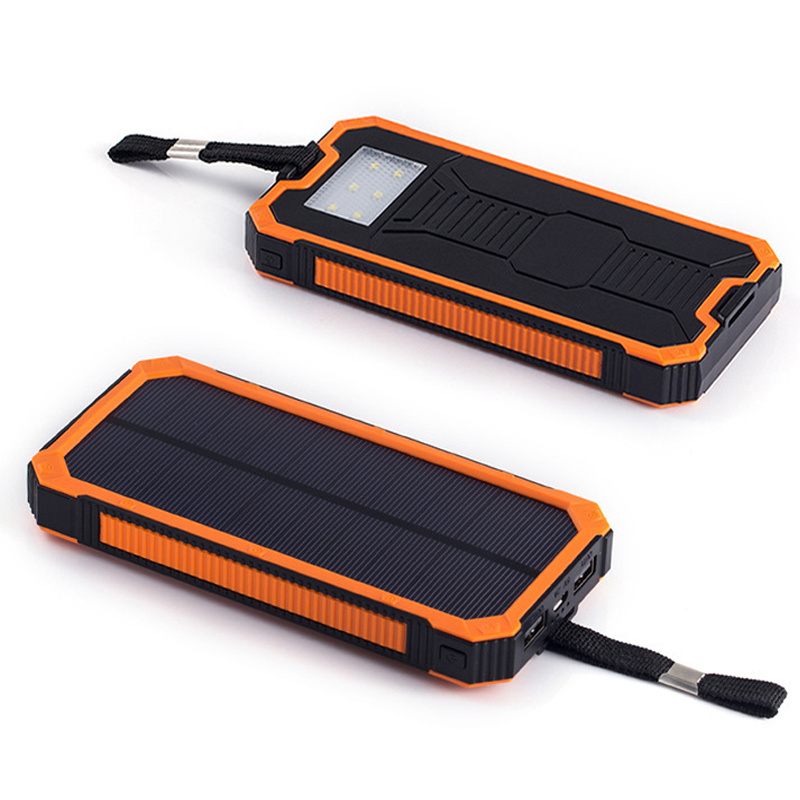 2023 Caferria led light portable solar powerbank dual usb solar charger mobile power bank