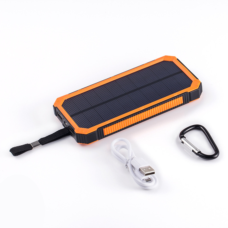 2023 Caferria led light portable solar powerbank dual usb solar charger mobile power bank