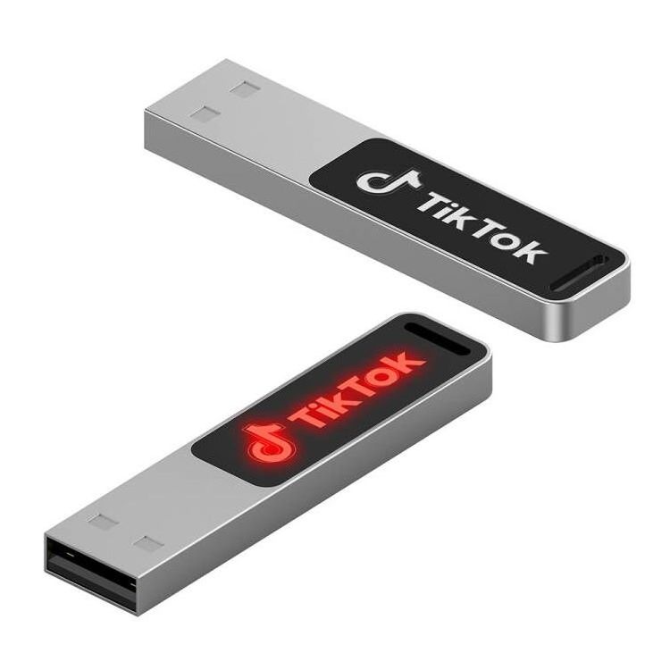 Popular Nice Metal USB Flash Drive with Led Logo Flat USB Memory Stick 3.0