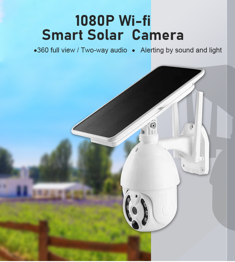 Wifi Solar Battery PTZ Camera Waterproof 2MP Color Vision CCTV Security Surveillance IP Camera HD 1080P Low Power Outdoor H.265