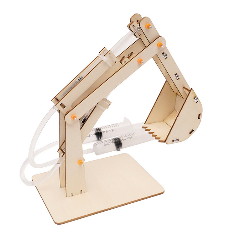 2024 Shopfiy hot stem montesori toys DIY Hydraulic excavator excavator model educational kids learning toys wooden toy