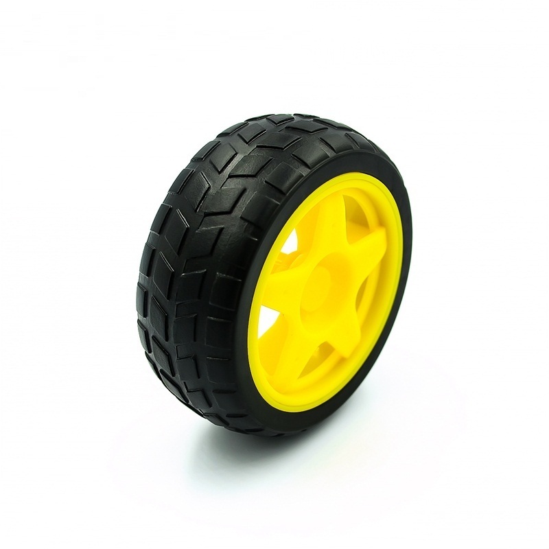 TT Motor Tires Wheels 65mm Tyres Yellow/Black Spare Part For DIY Remote Control Robot Small Car Model