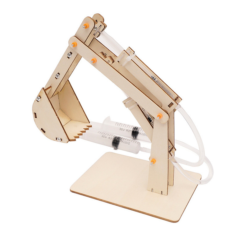 2024 Shopfiy hot stem montesori toys DIY Hydraulic excavator excavator model educational kids learning toys wooden toy