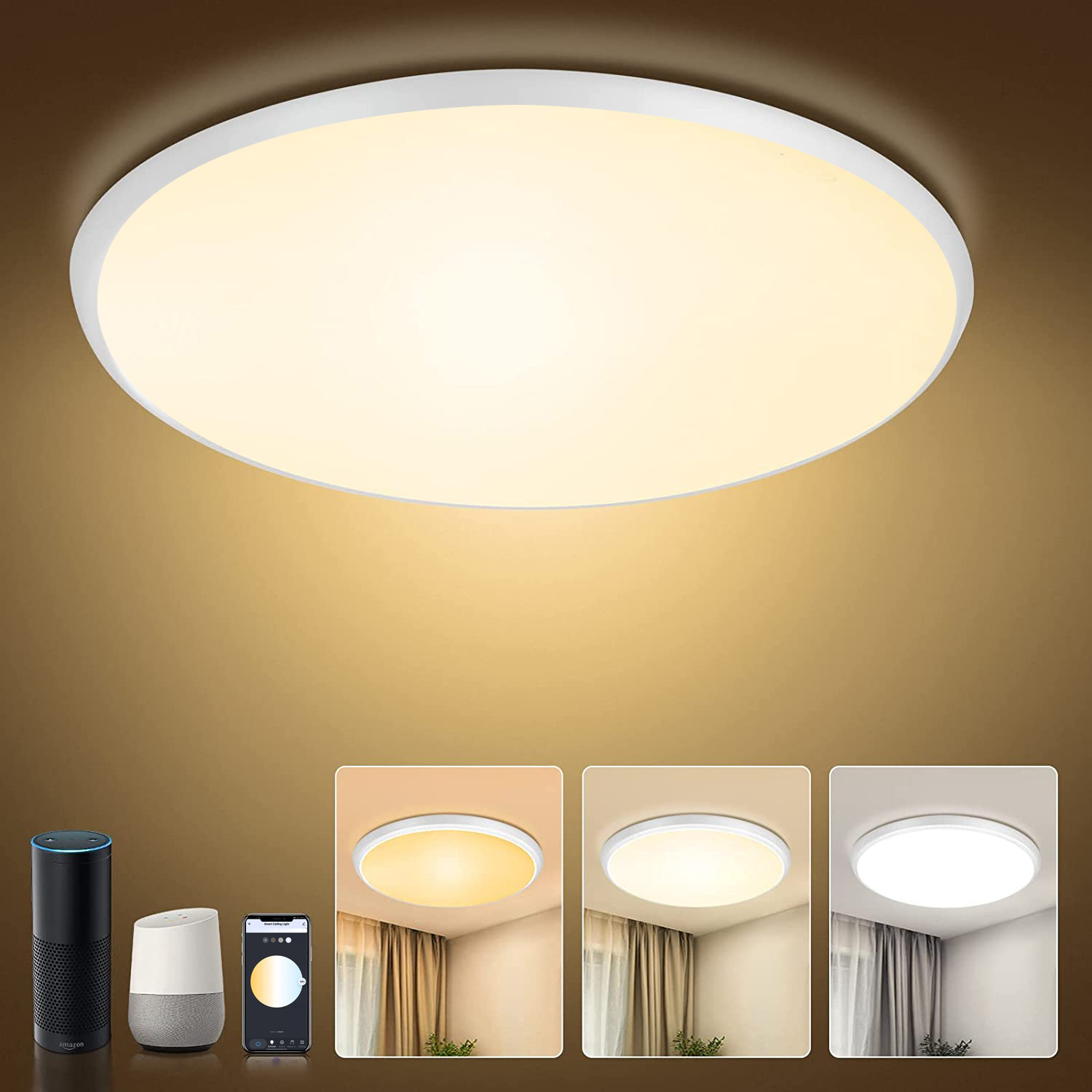 Voice WIFI APP Control Homekit Smart LED Ceiling Light 24W 320mm Color RGB Changing Indoor Home Lighting LED Flush Mount Light