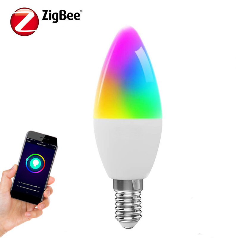 C37 App Control Smart Bulb Zigbee E14 5W LED Candle Bulbs 100-265V Alexa Google Home WiFi Smart Light RGB CCT Adjustable