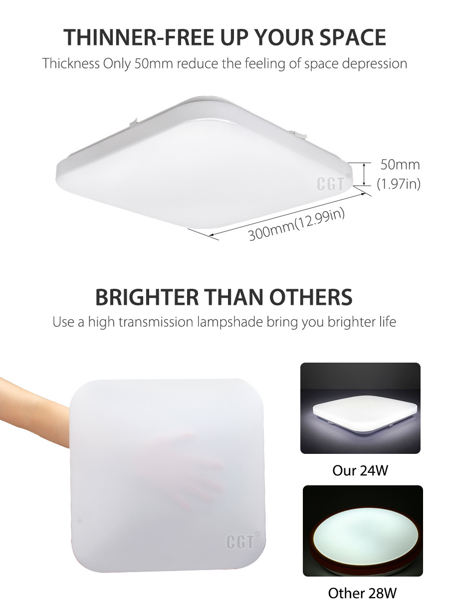 RGB TUYA WIFI Smart Ambient Light Square Flush Mount Led Ceiling Light for Living Room Office