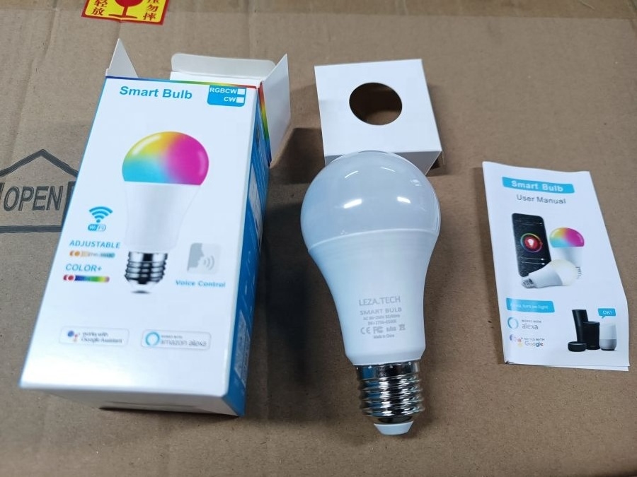 Alexa Tuya WIFI Control RGB Smart Wifi Lighting E27 Bulb Wireless App Control Adjustable A19 Led Blub