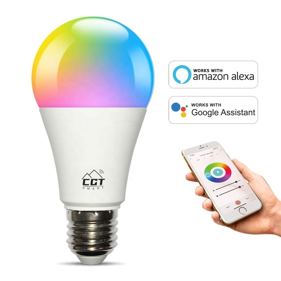 E26 E27 Fitting RGB 2700K-6500K Dimmable 850LM High CRI  Alexa LED Smart Light Bulb For Room Decoration