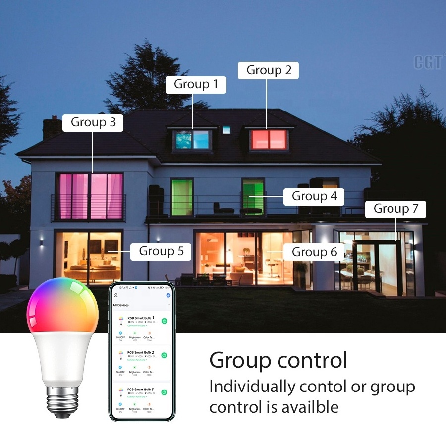 A19 E26 E27 Alexa WiFi TUYA APP Control Home Decorative LED Bulb Replace Smart Light Bulb