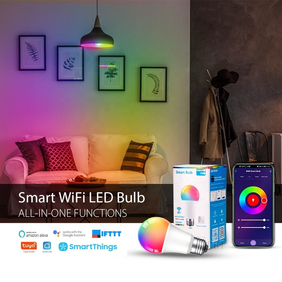 A19 E26 E27 Alexa WiFi TUYA APP Control Home Decorative LED Bulb Replace Smart Light Bulb