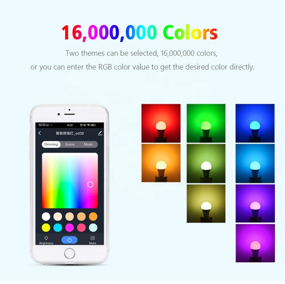 Energy Saving Homekit Bulb CCT RGB 9W Color Light Voice Music Alexa APP  LED Smart Bulb