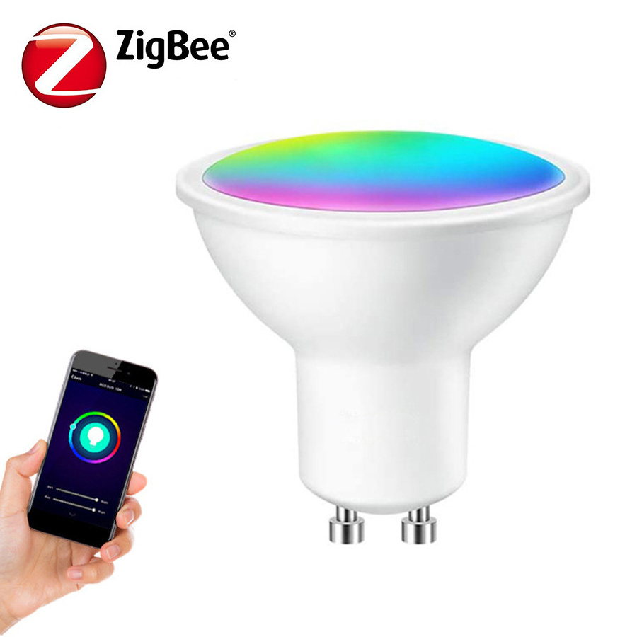 Wholesale Zigbee GU10 WIFI Tuya Work With Alexa Smart Bulb 5W RGB CW Wireless LED Bulbs