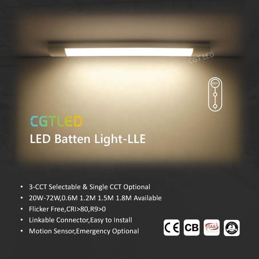 Wholesale School Office Batten lamp 20w 40w 60w 72w Ceiling Triproof Led Linear Batten Light Fixture