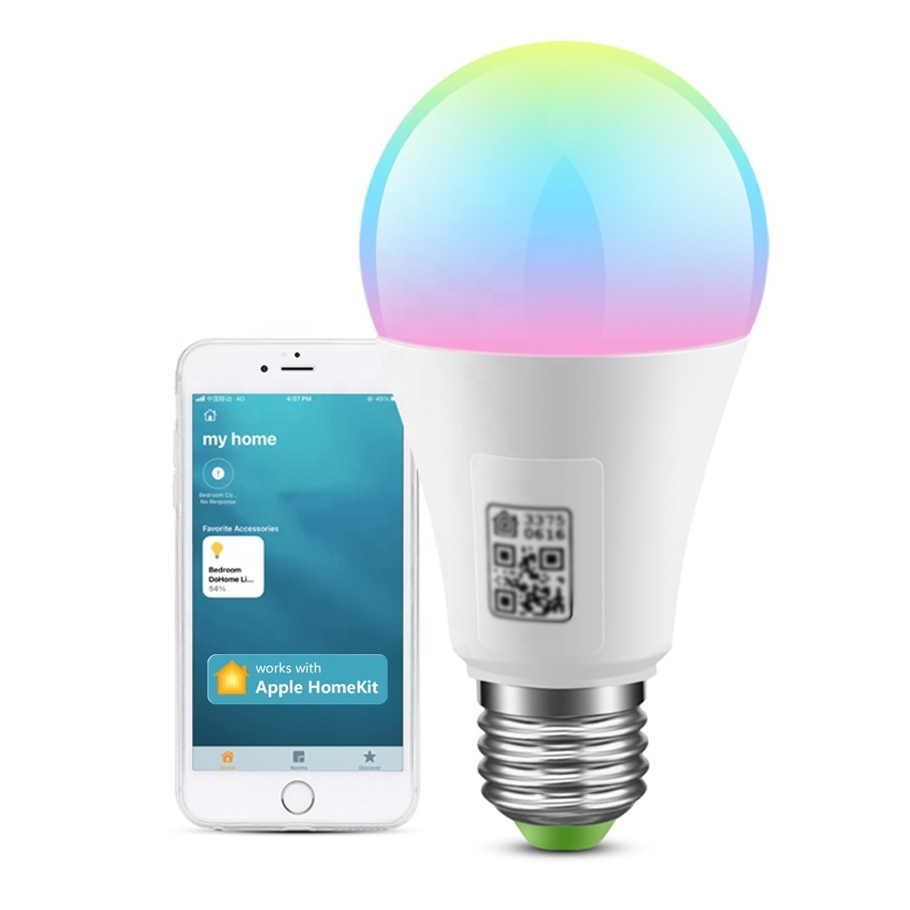 A19 E26/ E27 Base 9w 100-265V Zigbee Homekit Apple Phone Siri Voice Control RGBCW Smart Bulb