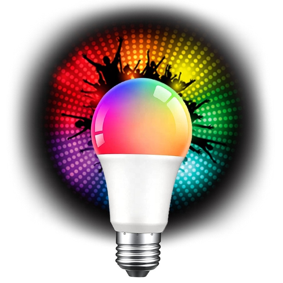 A19 100-265V Smart Led Bulb Dimmable Multicolor Mobile Phone Control RGB Music Rhythm Light Bulb