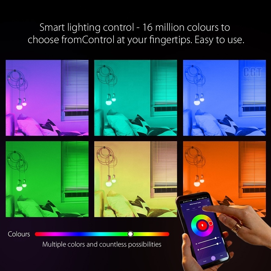 Muti-function RGB Adjustable Colorful High Brightness 850 Lumens LED Smart Bulb Light 9W Work with Alexa & Google Assistant