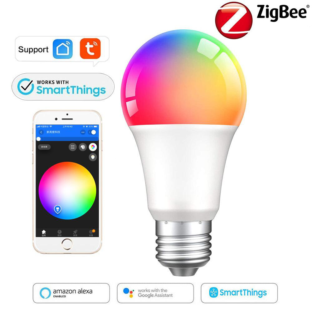 A19 Homekit ZigBee E26 E27 RGB Color Light Bulb Voice Control Adjustable Wireless 9W Led Smart Blub