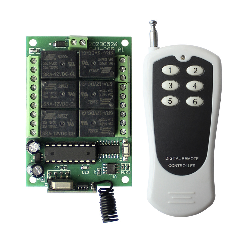 DC12v 24V 6 channel wireless remote control switch transmitter and receiver 433mhz