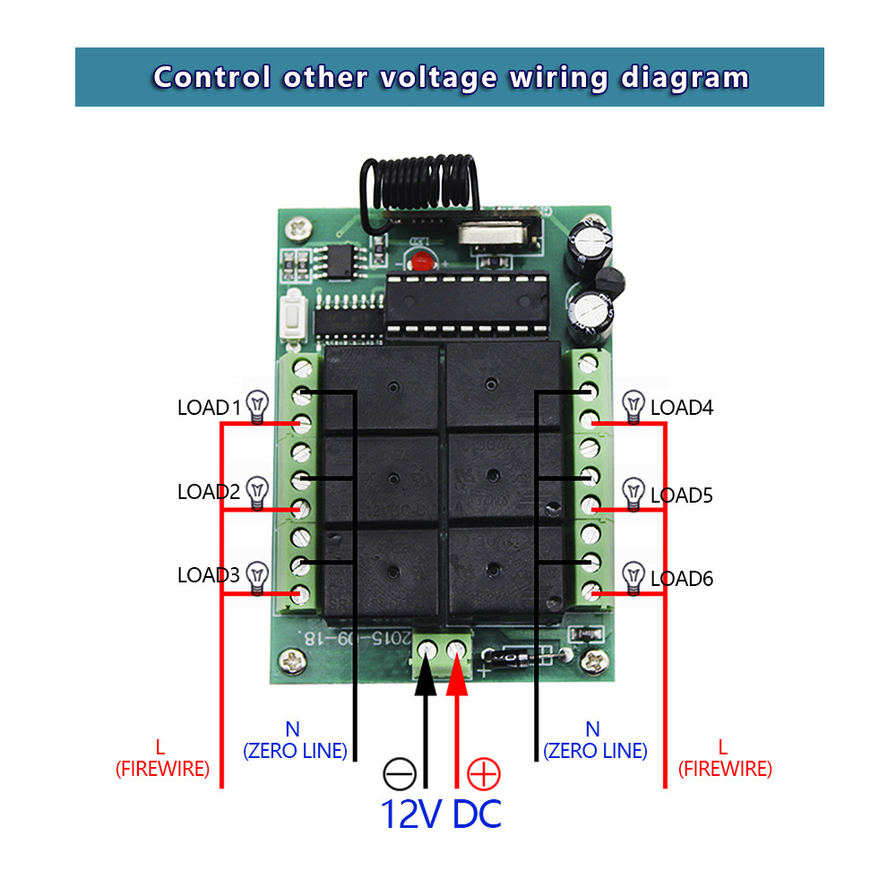 DC12v 24V 6 channel wireless remote control switch transmitter and receiver 433mhz