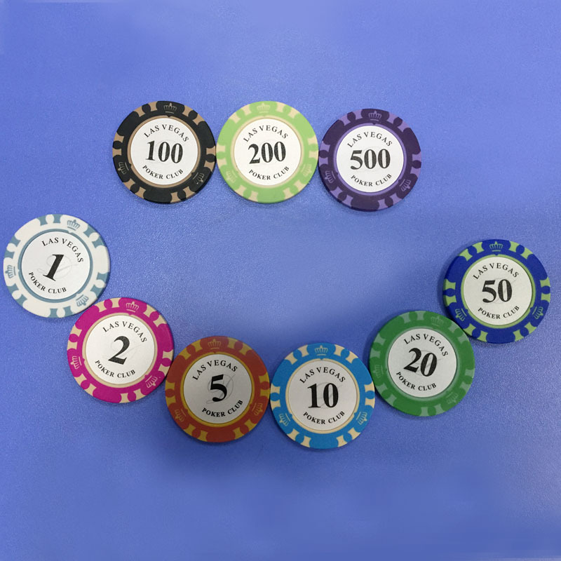 Wholesale Las vegas clay poker chip with stickers inlay